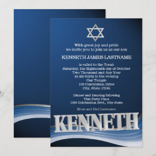 Invitation Kenneth Steel Wave Name Bar Mitzvah