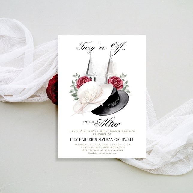 Invitation Kentucky Derby Fête des mariées Brunch Tours Roses (kentucky derby bridal shower invitation red roses churchill spires horse racing theme)