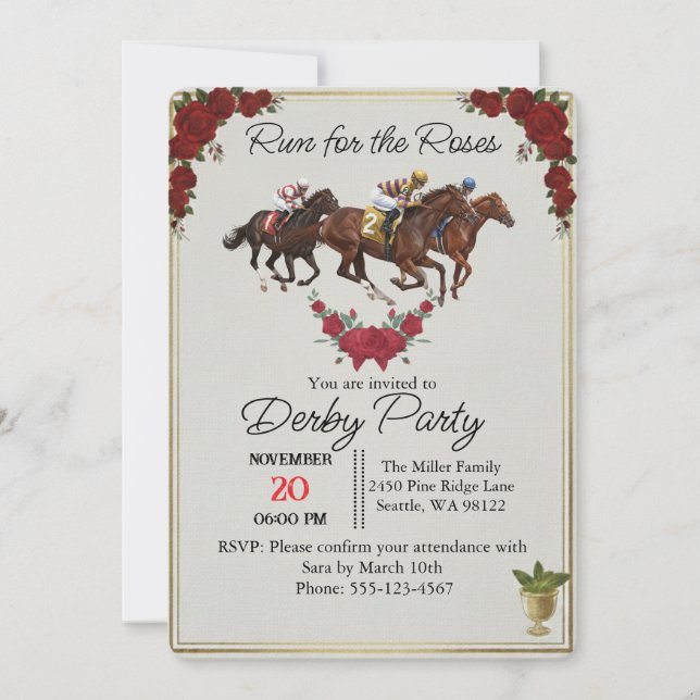Invitation Kentucky Derby Run for the Roses Party Invite (Devant)