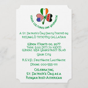 Invitation Kenyan Irlandais Drapeau USA Trèfle Personnalisé 