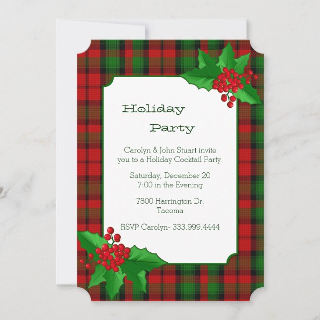 Invitation Kerr Clan Tartan Plaid Fête de Noël personnalisée (Devant)