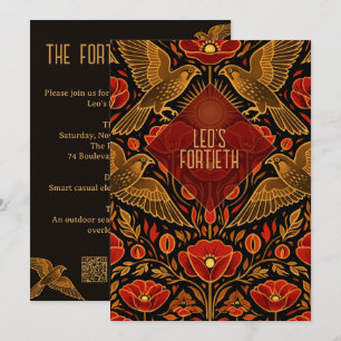 Invitation Kestrels et Pavots Art Déco 40e Anniversaire sur