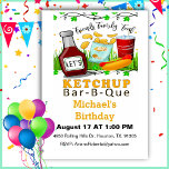 Invitation Ketchup BBQ Funny Anniversaire<br><div class="desc">Préparez-vous à siroter et à épicer vos fêtes d'anniversaire avec une invitation amusante et originale sur le thème du barbecue. Dotée d'une bouteille de ketchup avec la phrase accrocheuse "Let's Ketchup",  cette invitation ne manquera pas d'attirer l'attention de tous les invités de votre fête.</div>