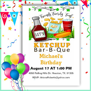Invitation Ketchup BBQ Funny Anniversaire
