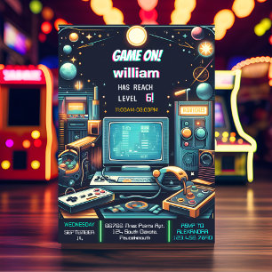 Invitation Key Fun Garçon Cool Enfants Niveau de jeu jusqu'à