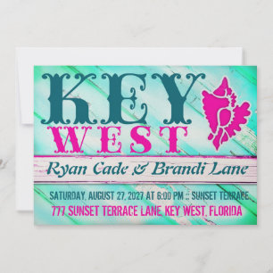 Invitation KEY WEST Wood Champagne Metallic