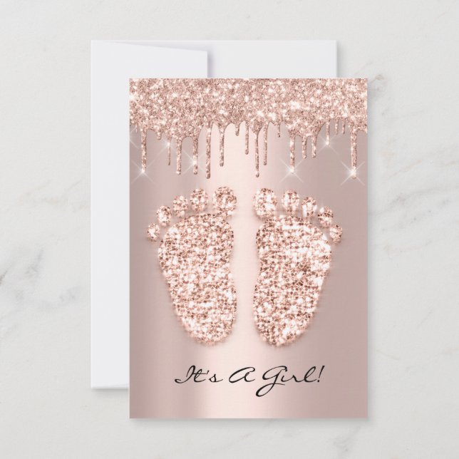Invitation Kiara Event Drids Rose Gold Baby shower Pieds (Dos)