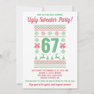 Invitation Kids' 67 Ugly Sweater Holiday Party