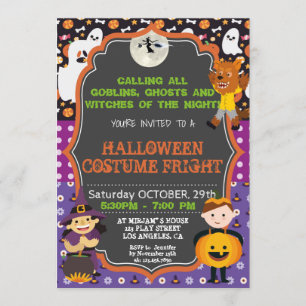 INVITATION  KIDS HALLOWEEN DE PARTIE DE COSTUME DE