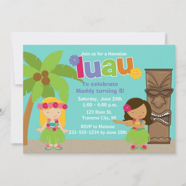 Invitation Kids Hawaiian Luau (Devant)