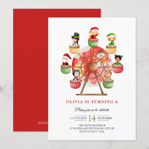 Invitation Kids Winter Wonderland Ferris Wheel Noël Anniversa