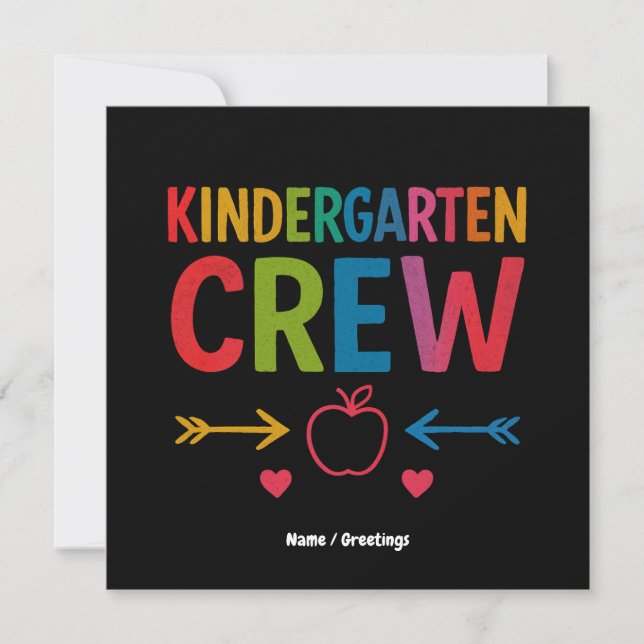 Invitation Kinder Crew Funny Kindergarten Fun Retour À L'Écol (Devant)
