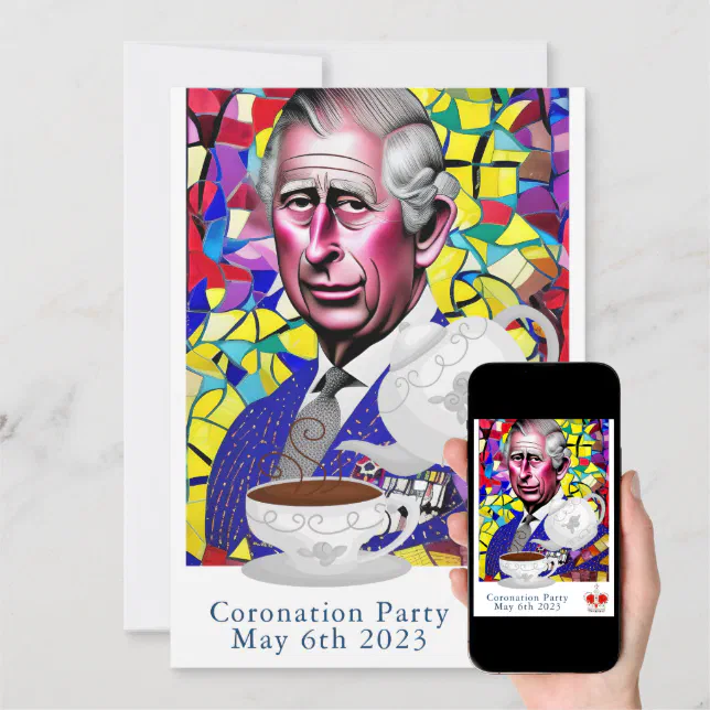 Invitation King Charles III Fun Custom Text Coronation Party Zazzle.fr