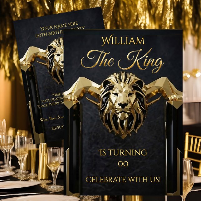 Invitation King Marble Black Gold Birthday Party Mens Mans (Créateur téléchargé)
