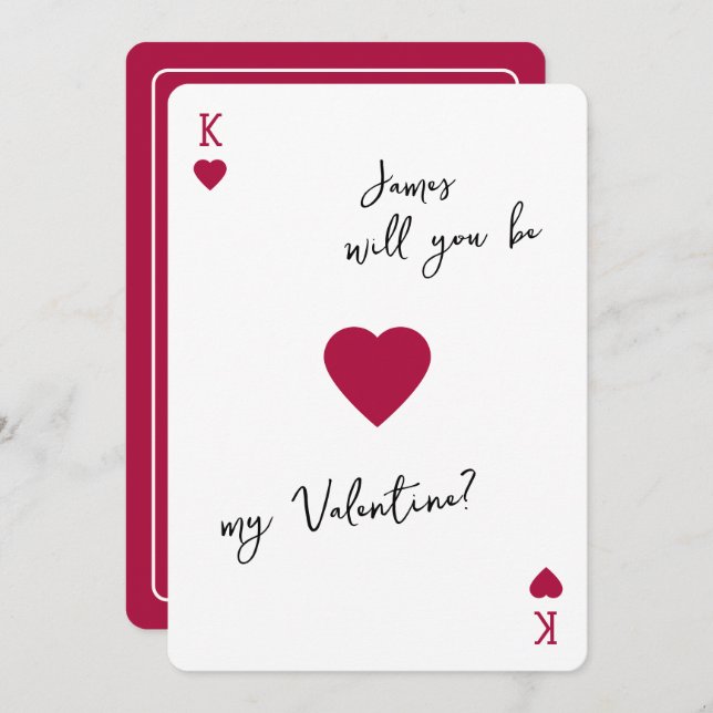 Invitation King of my Heart Valentines Card Be My Valentine (Devant / Derrière)