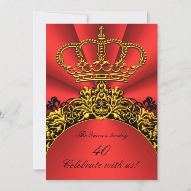 Invitation King Queen Gold Royal Regal Red Anniversaire (Devant)