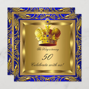Invitation King Royal Blue Gold Elite fête d'anniversaire