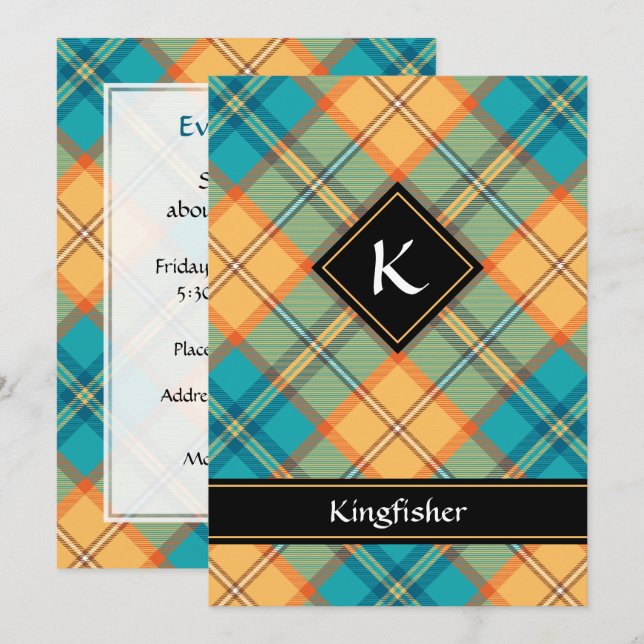 Invitation Kingfisher Tartan (Devant / Derrière)