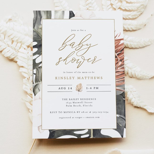 Invitation KINSLEY Boho Terracotta Baby shower Tropical Palm (Créateur téléchargé)