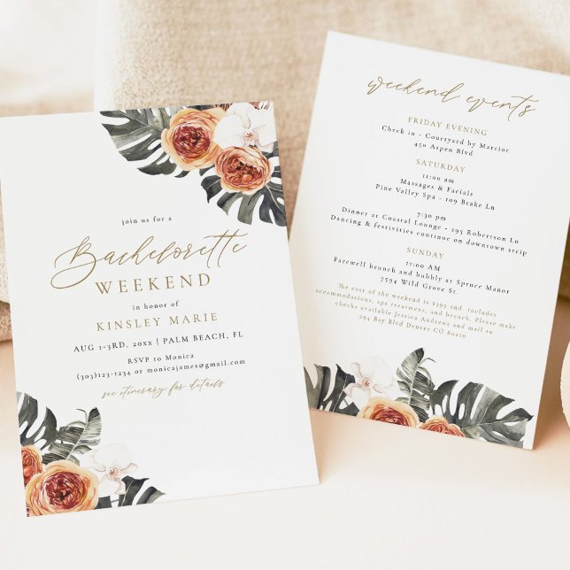 Invitation KINSLEY Boho Terracotta Palm Floral Bachelorette (Créateur téléchargé)
