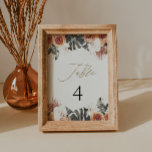 Invitation KINSLEY Boho Terracotta Palm Sec Numéros de tablea<br><div class="desc">Ce numéro de tableau est composé de feuilles de palmier bohème sec aquarelle et d'une police de script élégante. Modifiez facilement le numéro de table et ajoutez "quantité 1" à votre panier. Modifiez le nombre et répétez le nombre de vos tables. Ce numéro de table est l'ajout parfait à votre...</div>