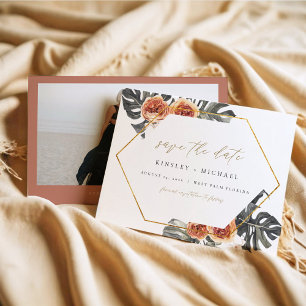 Invitation KINSLEY Boho Terracotta Photo Save the Date Invit