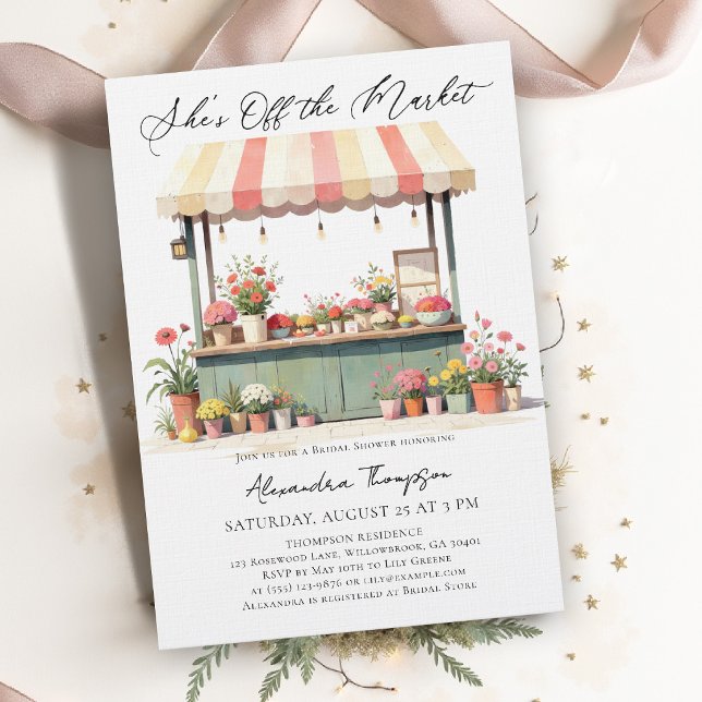 Invitation Kiosque de fleurs en dehors du marché Pastel Showe (off the market bridal shower invitation watercolor floral pastel backyard outdoor garden party)