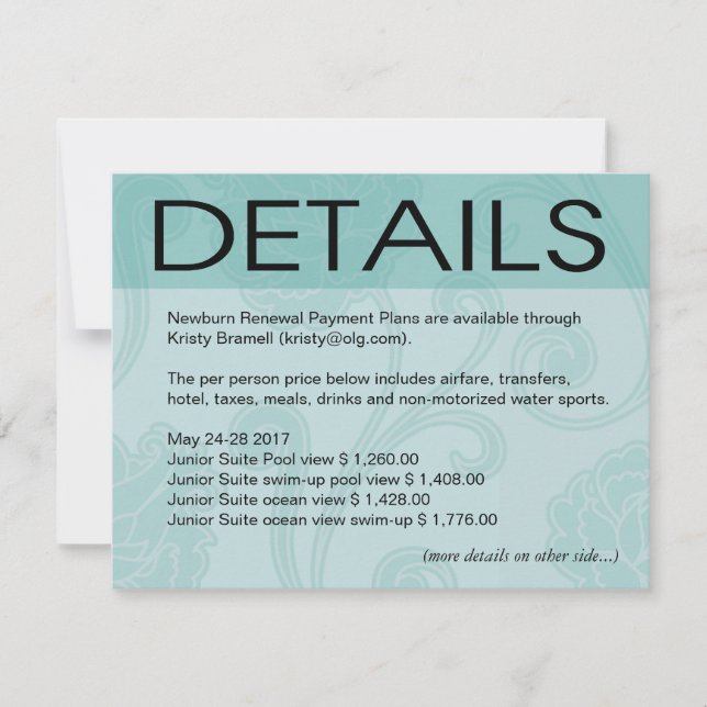 Invitation Kira Seashell Dreams Plage Directions mariage aqua (Devant)