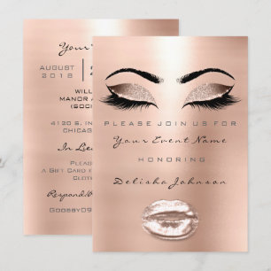 Invitation Kiss Lips Sweet 16e anniversaire Rose de maquillag