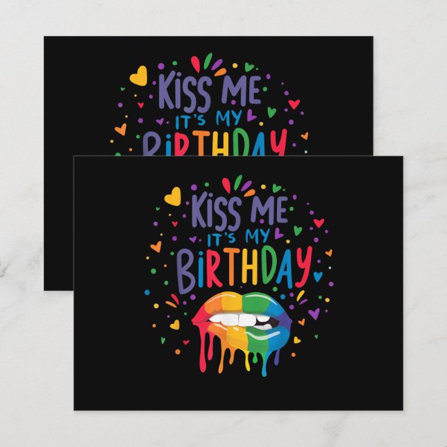 Invitation Kiss Me It's My Birthday (Devant / Derrière)