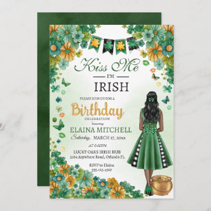 Invitation Kiss Me Je suis Irlandaise fille verte robe St. Pa