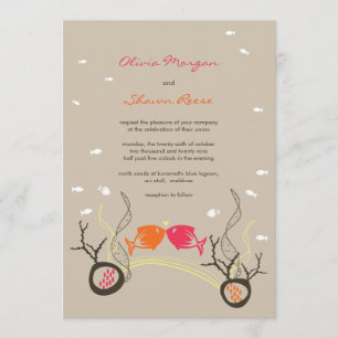 Invitation Kisser Poissons Corals Plage Whimsical mignon Mari