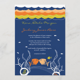 Invitation Kisser Poissons Corals Plage Whimsical mignon Mari