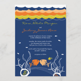 Invitation Kisser Poissons Corals Plage Whimsical mignon Mari