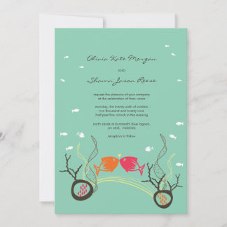 Invitation Kisser Poissons Corals Plage Whimsical mignon Mari