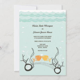 Invitation Kisser Poissons Corals Plage Whimsical mignon Mari