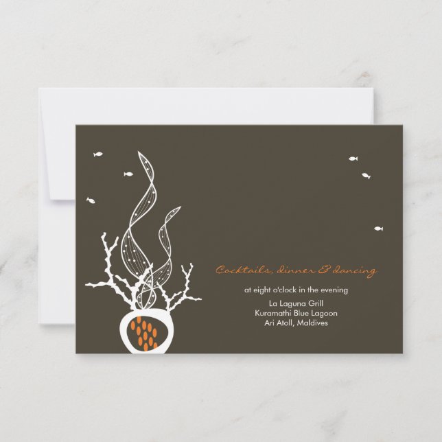 Invitation Kisser Poissons Corals Plage Whimsical mignon Mari (Devant)