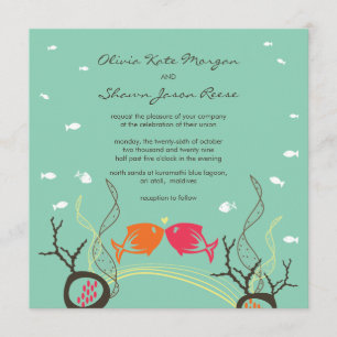Invitation Kisser Poissons Corals Plage Whimsical mignon Mari