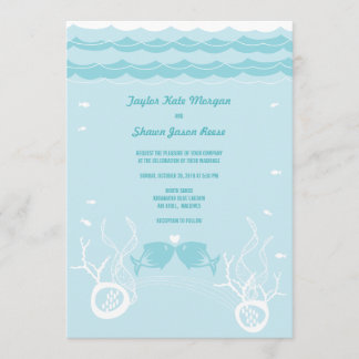 Invitation Kisser Poissons Corals Plage Whimsical mignon Mari