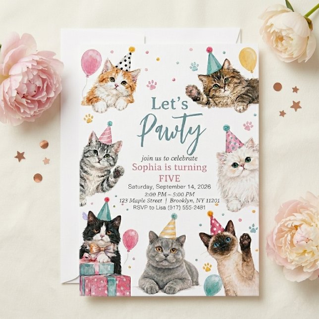 Invitation Kit d'anniversaire pour chaton Faisons la Fête Inv (Créateur téléchargé)