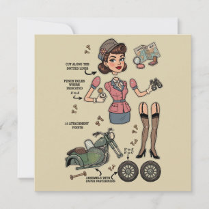 Invitation Kit d'aventure de poupées en papier de style vinta