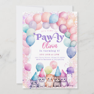 Invitation Kit de fête d'anniversaire pour chaton fille