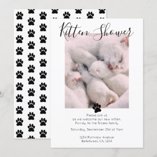 Invitation Kitten Douche Cute Personnalisée Adoption Chat