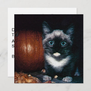 Invitation Kitten et Citrouille pour Halloween