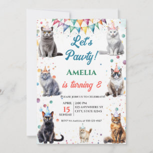 Invitation Kitten Party Faisons Pawty Fun Chat Anniversaire