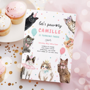 Invitation Kitten Party Faisons Pawty Party Kitty Chat Annive