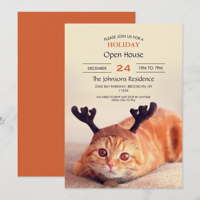 Invitation kitten wearing a Christmas (Devant / Derrière)