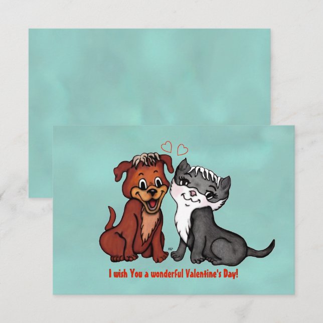 Invitation Kitty and Puppy, Joyeuse Saint Valentin ! (Devant / Derrière)
