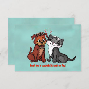 Invitation Kitty and Puppy, Joyeuse Saint Valentin !