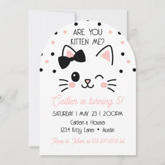 Invitation Kitty Birthday Are You Kitten Me Pink 